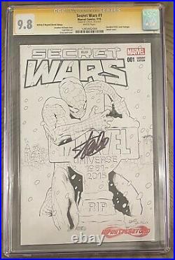 Secret Wars 1 B&w Sketch Variant Cgc 9.8 Ss Signed By Stan Lee Death Issue Mint