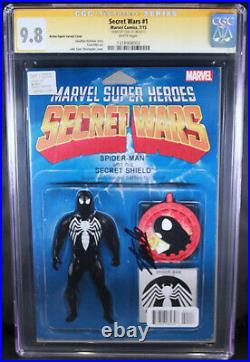Secret Wars 1 CGC SS 9.8 Signed Stan Lee Spider-Man Venom Movie Figure Variant
