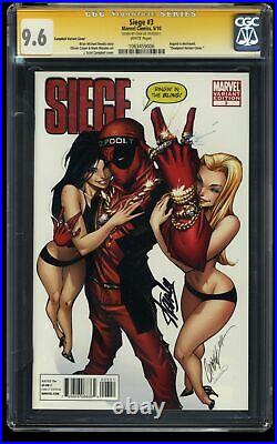 Siege #3 CGC NM+ 9.6 Deadool Campbell Variant Cover SS Signed by Stan Lee