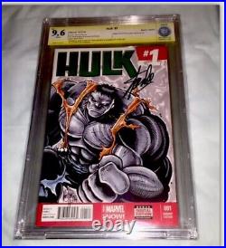 Signed Stan Lee Hulk #1 Blank 9.8 Cbcs Ss Original Art Full Cover Color Sketch