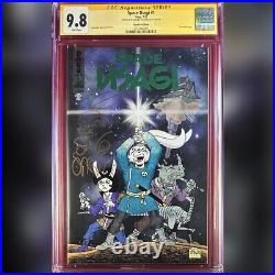 Space Usagi #1 Sdcc Green Foil Variant Cgc 9.8 Ss Signed & Sketch By Stan Saki