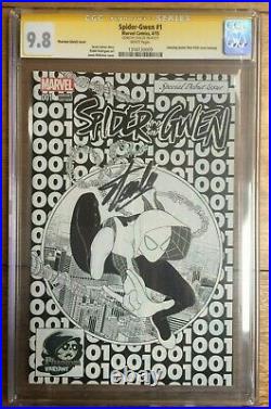 Spider-Gwen #1 B&W Phantom Variant CGC SS Signed by Stan Lee 9.8 ASM 300 Homage