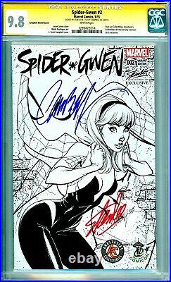 Spider Gwen #2 Cgc 9.8 Ss Signed Stan Lee & J. Scott Campbell Sketch Variant