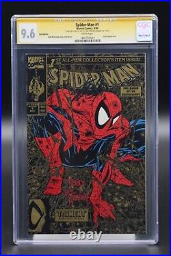 Spider-Man (1990) #1 Gold 2nd Prt CGC 9.6 Yellow Signed Stan Lee Todd McFarlane