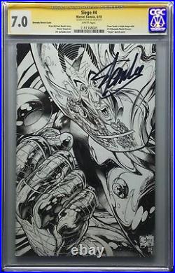 Stan Lee Signed Marvel Siege #4 Quesada Iron Man Sketch Cover Variant CGC