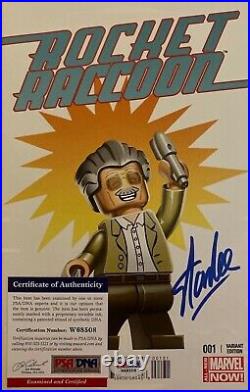 Stan Lee Signed Rocket Raccoon #1 Leonel Castellani Lego Variant PSA W68508