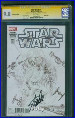 Star Wars 1 CGC 9.8 SS Stan Lee Signed Alex Ross Sketch Variant Cover
