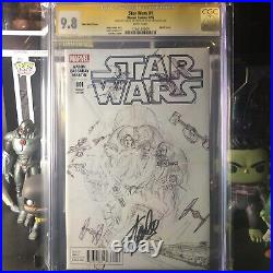 Star Wars # 1 Cgc 9.8 Alex Ross 1200 Sketch Cover Signed By Stan Lee