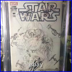 Star Wars # 1 Cgc 9.8 Alex Ross 1200 Sketch Cover Signed By Stan Lee