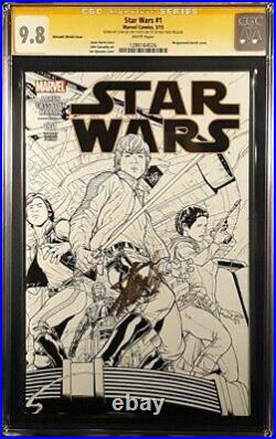 Star Wars #1 Cgc Ss 9.8 1500 Quesada Sketch Variant Signed Stan Lee Luke Vader