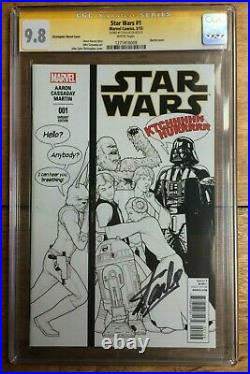 Star Wars #1 J T Christopher Sketch B&W Party Variant CGC SS 9.8 Signed Stan Lee
