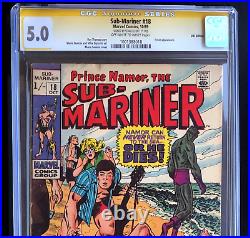 Sub-mariner #18 Signed Stan Lee, Uk Edition Price Variant Cgc 5.0 Ss 1969
