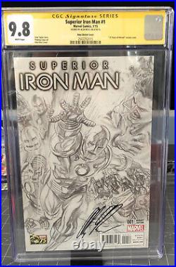 Superior Iron Man #1 R. I. 1300 75 Years Var. 9.8 Signed (Top Pop/14-9.8)HTF MCU