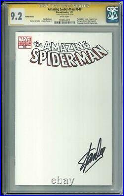 The Amazing Spider-man 648 2011 CGC 9.2 SS blank sketch variant signed Stan Lee