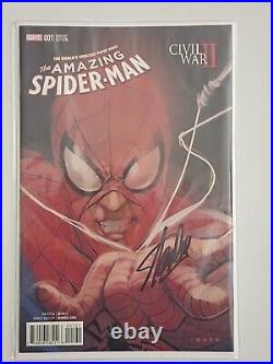 The Amazing Spiderman #1 Civil War II Noto Variant Signed by Stan Lee. Excelsior