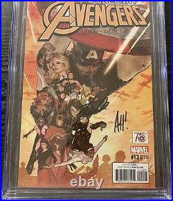 UNCANNY AVENGERS 13 CGC 9.8 2X SS Captain America VARIANT SIGNED STAN LEE Hughes