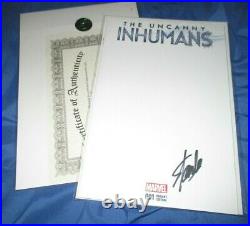 UNCANNY INHUMANS #1 Signed by Stan Lee withCOA Marvel Comics BLANK VARIANT