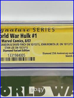 World War Hulk 1 Diamond RRP Variant CGC 9.8 Signed X5 Stan Lee Finch Pak Romita