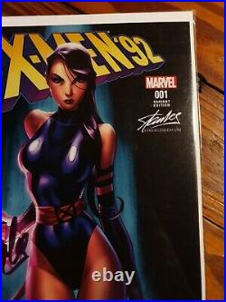 X-Men 92 #1 J Scott Campbell Psylocke color variant signed by Stan lee NM