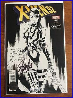 X-Men 92 #1 J Scott Campbell Psylocke sketch variant signed by Stan lee