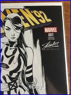 X-Men 92 #1 J Scott Campbell Psylocke sketch variant signed by Stan lee