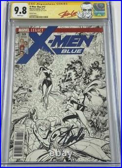 X-Men Blue #13 Art Adams 150 B&W Sketch Variant Signed by Stan Lee CGC 9.8 SS