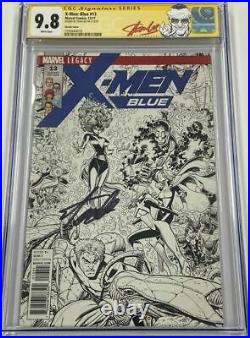 X-Men Blue #13 Art Adams 150 B&W Sketch Variant Signed by Stan Lee CGC 9.8 SS