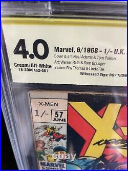 Xmen 57 CBCS 4.0 UK Price Variant Signed Neal Adams Stan Lee Roy Thomas