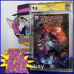 ZOMBIES ASSEMBLE #1 150 CGC 9.6 SS Signed & HULK Sketch TONY MOORE & STAN LEE